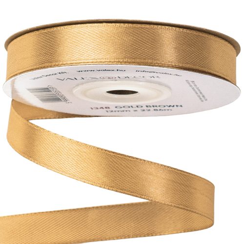 Satin ribbon 12mm x 22.86m - Gold brown