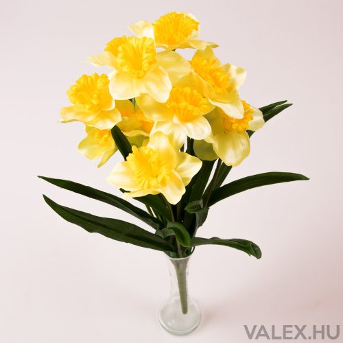 Daffodils with 12 branches bouquet of silk flowers - Cream/Yellow