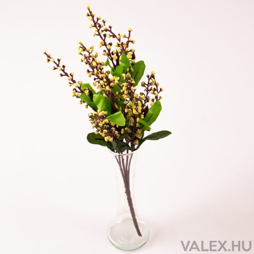 5 ágú bogyós selyemvirág csokor  - Citromsárga
