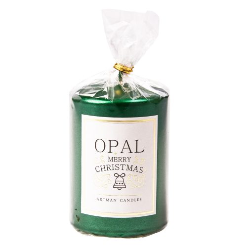 Opal cylinder candle, 9 x 7cm - Green