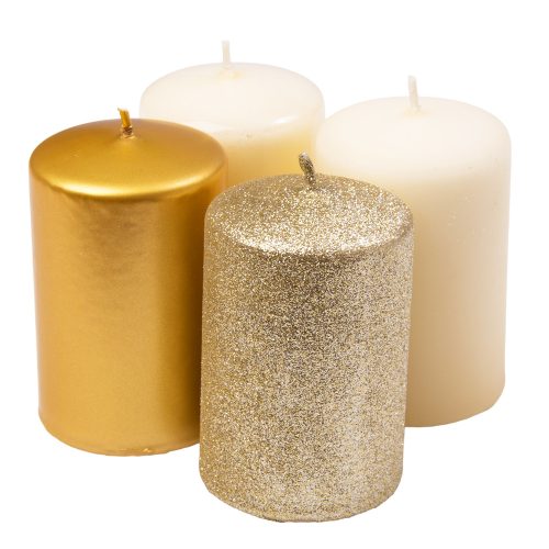 Advent candle set 10 x 6cm - Gold mix