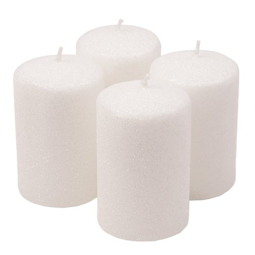 Advent candle set 10 x 6cm - Shiny white