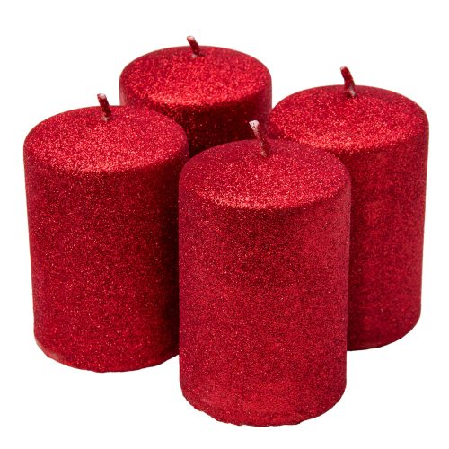 Advent candle set 10 x 6cm - Shiny red