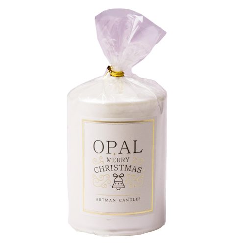 Opal cylinder candle, 9 x 7cm - White