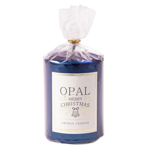 Opal cylinder candle, 9 x 7cm - Dark blue