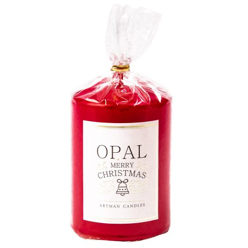 Opal cylinder candle, 9 x 7cm - Red