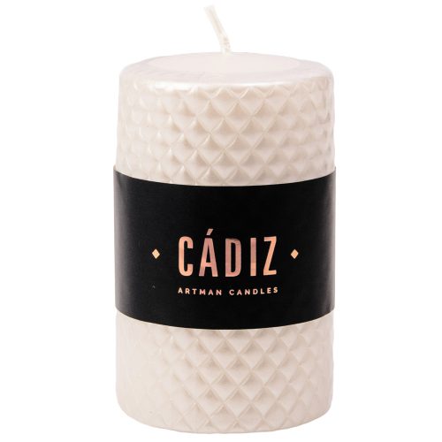 Cádiz cylinder candle, 10.5 x 7cm - White
