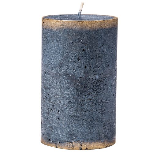 Rustic cylinder candle, 11  x 7cm - Blue
