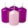 Adventi gyertya készlet, 6 x 4cm - Metál 3 lila, 1 rózsaszín