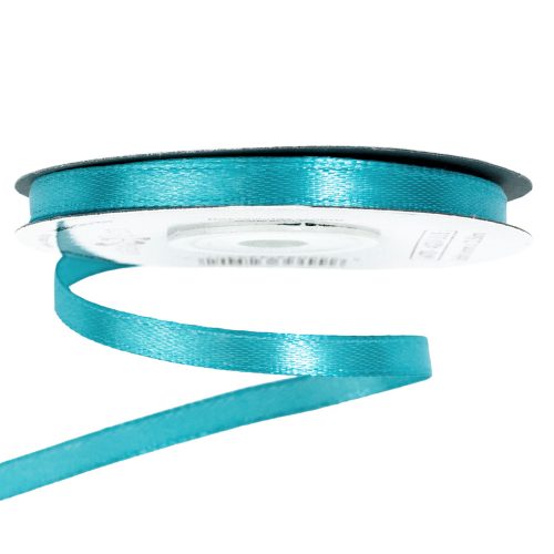Satin ribbon 6mm x 22.86m - Aqua blue