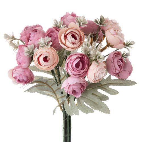 Boglárka selyemvirág csokor, átmérő: 13cm, magasság: 30cm - Rózsaszín