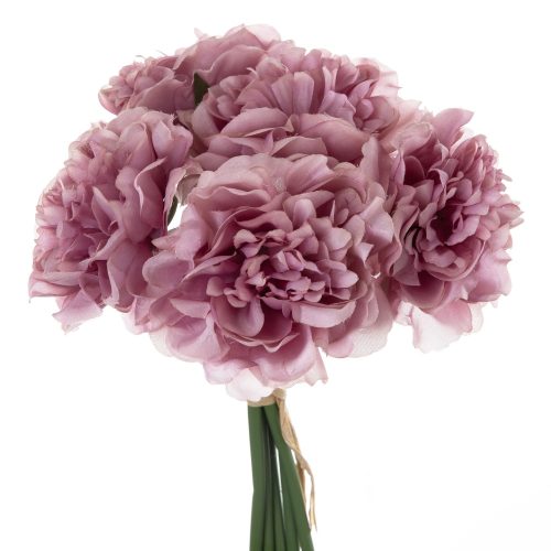 Peony bouquet of silkflowers, 5 strands, diameter: 14cm, length: 26cm - Purple