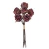 Rose bouquet of silkflowers, 6 strands, stem length: 31cm - Autumn red