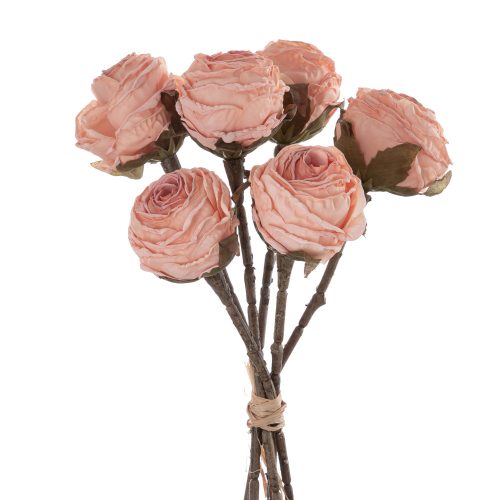 Rózsa selyemvirág csokor, 6 szálas,magasság: 31cm - Pezsgő