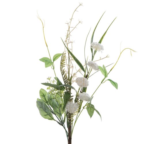 Klematisz művirág csokor, 56cm magas - Fehér/Zöld