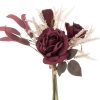 Rózsa selyemvirág csokor, 41.5cm magas - Vörös