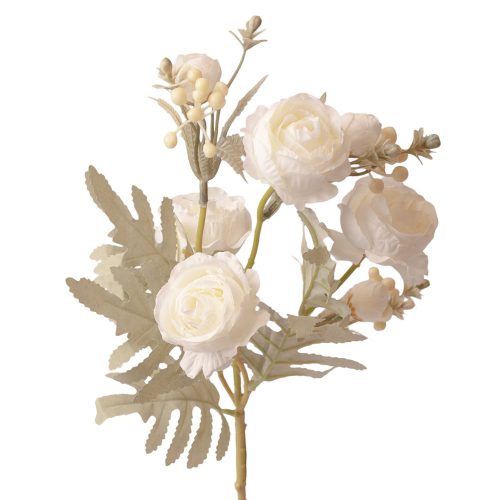 Hamvas rózsa ág, 56cm magas - Fehér