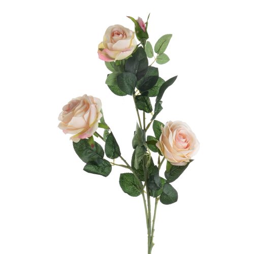 Rose branch with 4 head, length: 64.5cm - Champagne