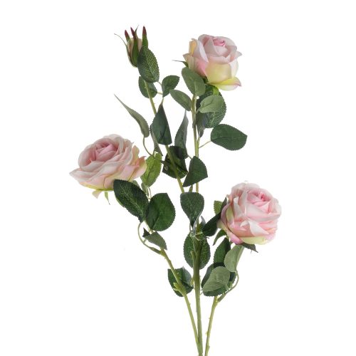 Selyemvirág rózsa ág 4 fejjel, 64.5cm magas - Rózsaszín