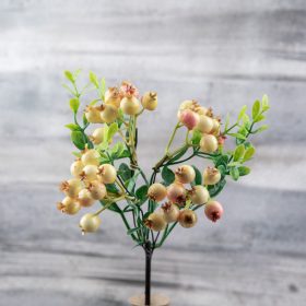 Bogyós ág, 28.5cm magas - Fehér/Rózsaszín