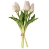 Real touch gumi tulipán, 5 szálas köteg, 30cm magas - Fehér