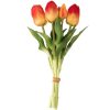 Bunch of real touch rubber tulips, 5 strands, 30cm high - Orange