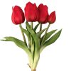 Bunch of real touch rubber tulips, 5 strands, 30cm high - Red