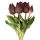 Bunch of real touch rubber tulips, 5 strands, 30cm high - Burgundy