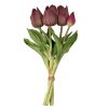 Real touch gumi tulipán, 5 szálas köteg, 30cm magas - Bordó