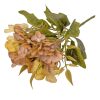 5 ágú hortenzia selyemvirág csokor, 24cm magas - Krémes barna