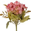 Five-stemmed hydrangea silk flower bouquet, 24cm tall - Pink