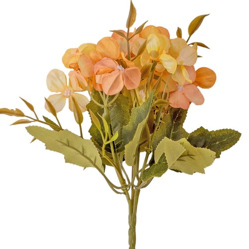 Five-stemmed hydrangea silk flower bouquet, 24cm tall - Creamsih peach