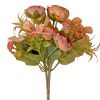 5 ágú hortenziás tearózsa selyemvirág csokor, 25cm magas - Sárgás mályva