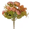 Five-stemmed hydrangea and tea rose silk flower bouquet, 25cm tall - Yellowish mallow