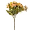 5 ágú hortenziás tearózsa selyemvirág csokor, 25cm magas - Sárgás barack