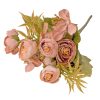 Five-stemmed hydrangea and tea rose silk flower bouquet, 25cm tall - Powder pink
