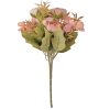 Five-stemmed hydrangea and tea rose silk flower bouquet, 25cm tall - Powder pink