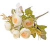 5 ágú hortenziás tearózsa selyemvirág csokor, 25cm magas - Fehér