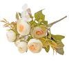 Five-stemmed hydrangea and tea rose silk flower bouquet, 25cm tall - White