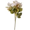 6 ágú rózsa selyemvirág csokor, 30cm magas - Fehér