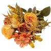 Six-stemmed rose silk flower bouquet, 30cm tall - Yellowish brown