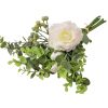 Artificial flower bouquet with roses, eucalyptus and berry branches,33 cm tall - With white rose