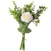 Artificial flower bouquet with roses, eucalyptus and berry branches,33 cm tall - With white rose