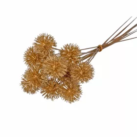 Metál arany tövisgolyó ág köteg, 12 szálas, 30cm magas