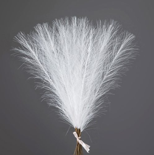 Silver Metallic Pampas Grass Bundle, 20 Stems, 45cm Tall - White