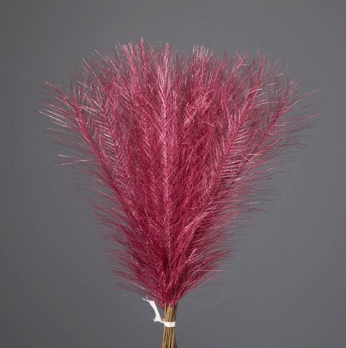 Silver Metallic Pampas Grass Bundle, 20 Stems, 45cm Tall - Rose Red