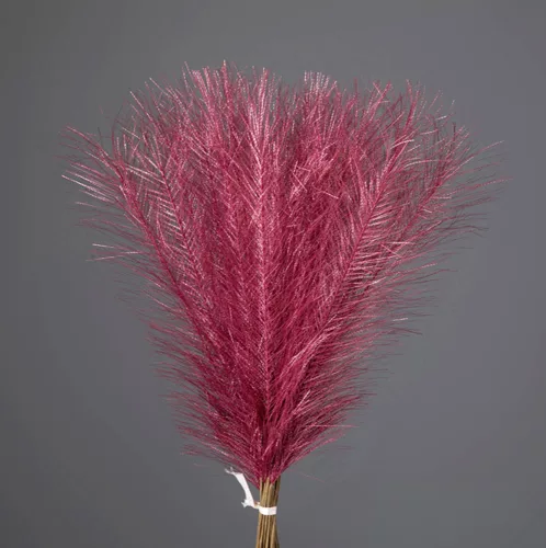 Ezüstös metál pampafű köteg, 20 szál, 45cm magas - Rose red