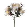 Rose Hydrangea Silk Flower Bouquet, 30cm Tall - White