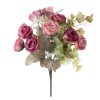 Tea Rose Silk Flower Bouquet, 30cm Tall - Dark Pink