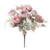 Tea Rose Silk Flower Bouquet, 30cm Tall - Light Pink